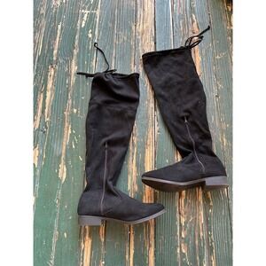 NOBO Black Suede Over The Knee Boots Side Zip Lace Up Women's 10W